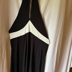Made with Love Black and White Halter Dress